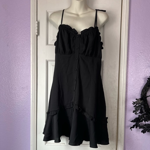 Self-Tie-Strap Ruffle Mini Dress - Picture 3 of 6